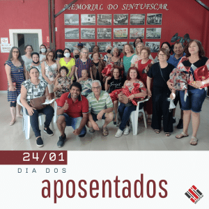 Foto de um grupo de aposentados do SINTUFSCar que participou do último Bingo dos Aposentados.